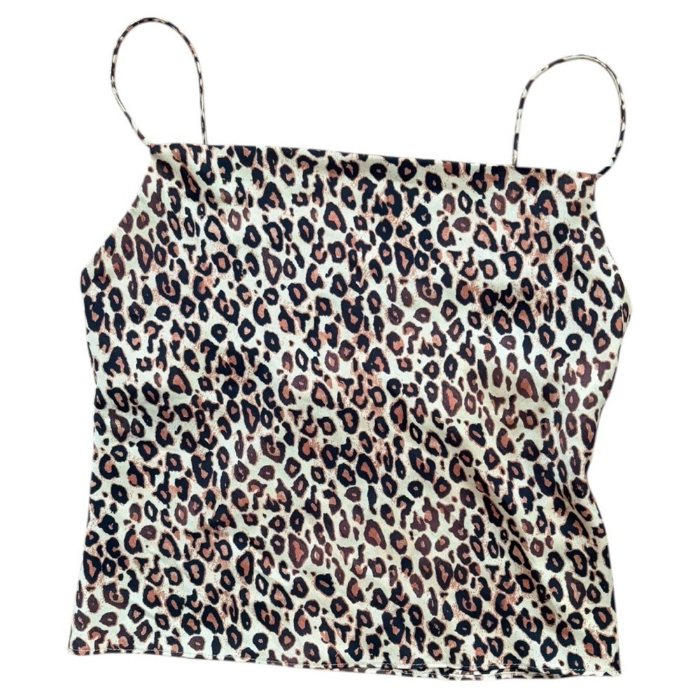 Zara Leopard Print Square Neck Camisole | Chain Strap Detail | Size Small